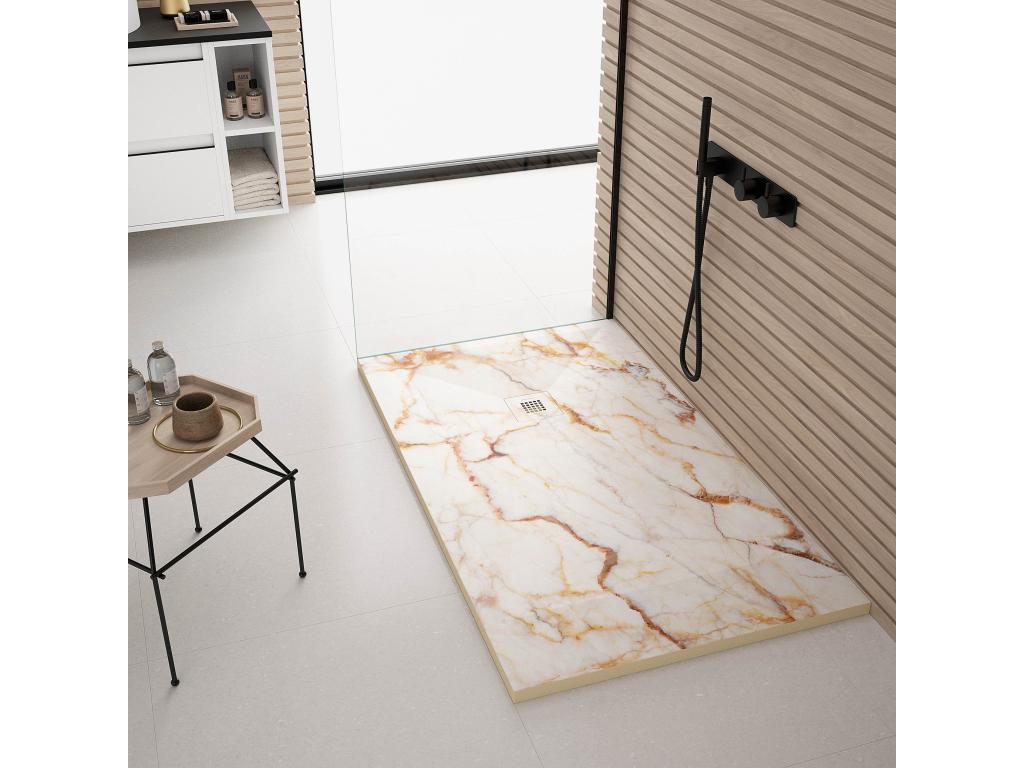 Cream marble shower tray with smooth finish, Lumenao 3D color grid - 150x80 cm RCIV20198