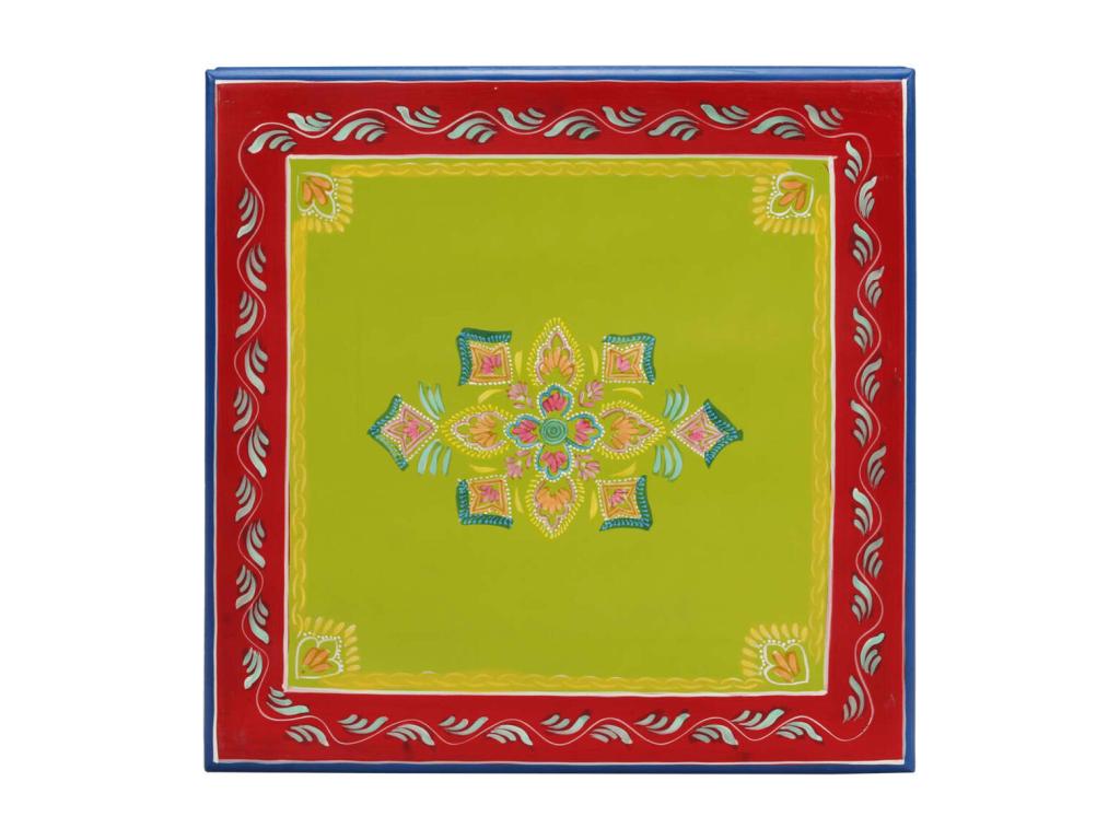 Table basse vert bois de manguier massif peint à la main JVNT30290