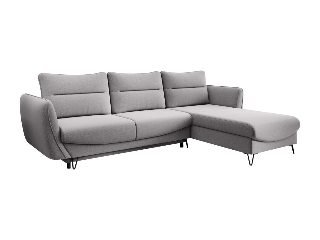 Canapé d'angle droit convertible tissu gris clair Lumenao 276cm MZVL81519