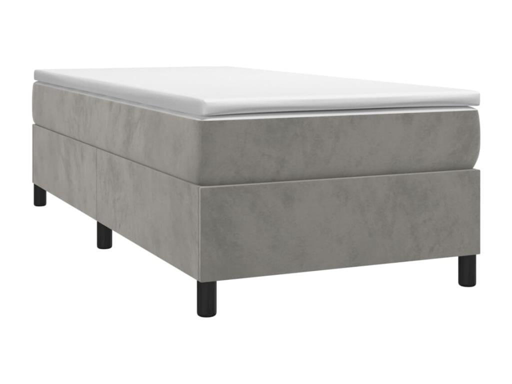 Sommier à Lumenao de lit et matelas Gris clair 90x190 cm Velours TPMK44255