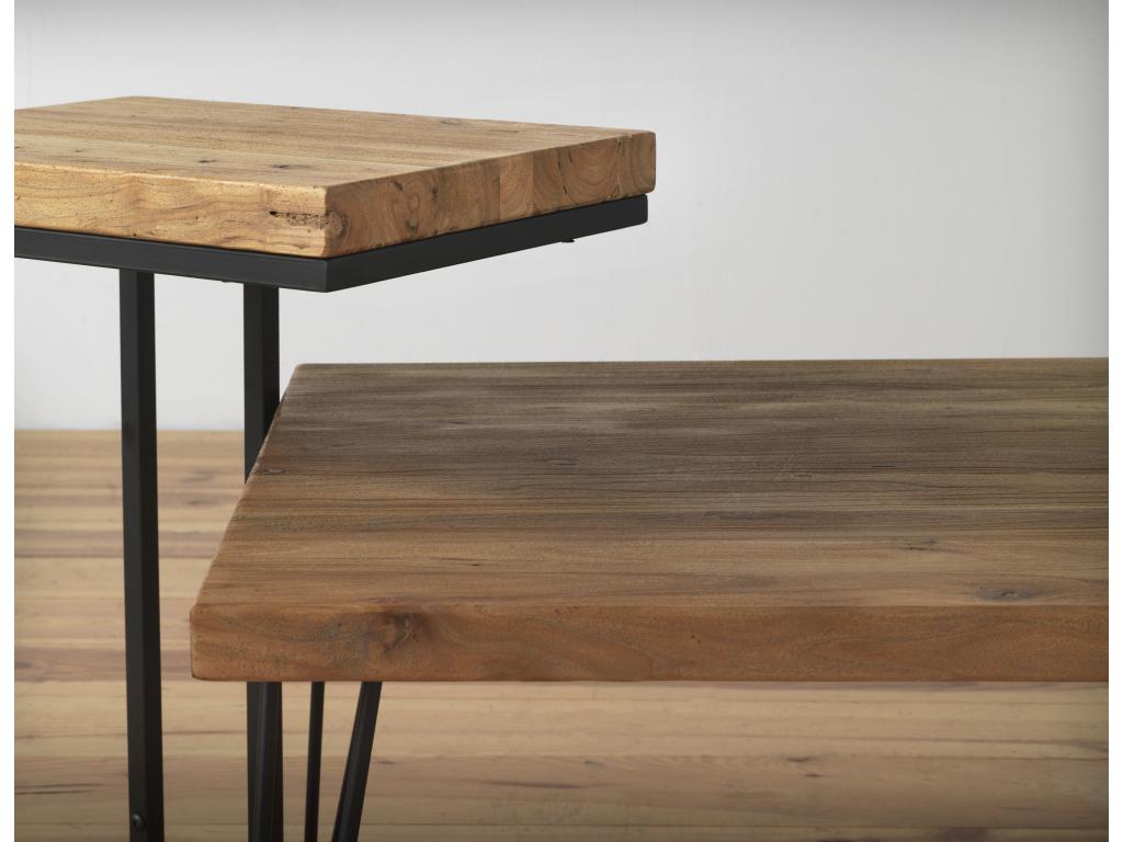 Metal console table with wooden top and 2 wooden drawers WOSK69829