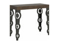 Lumenao extendable console table, oriental style, 90x40-196 or 90x40-300, brown, 2-leg support, 3 slim extensions, ZNDE40328