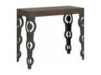 Lumenao extendable console table, oriental style, 90x40-196 or 90x40-300, brown, 2-leg support, 3 slim extensions, ZNDE40328