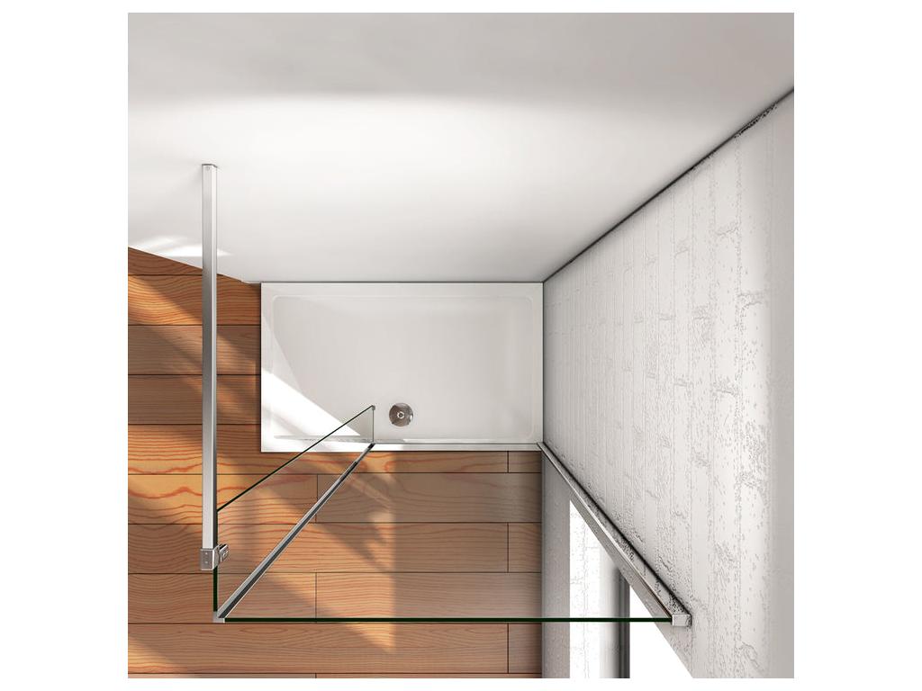 Paroi de douche à l'italienne avec retour pivotant fixé 140 25x200cm avec barre de fixation 90cm en carré en 8mm verre anticalcaire CELX70785