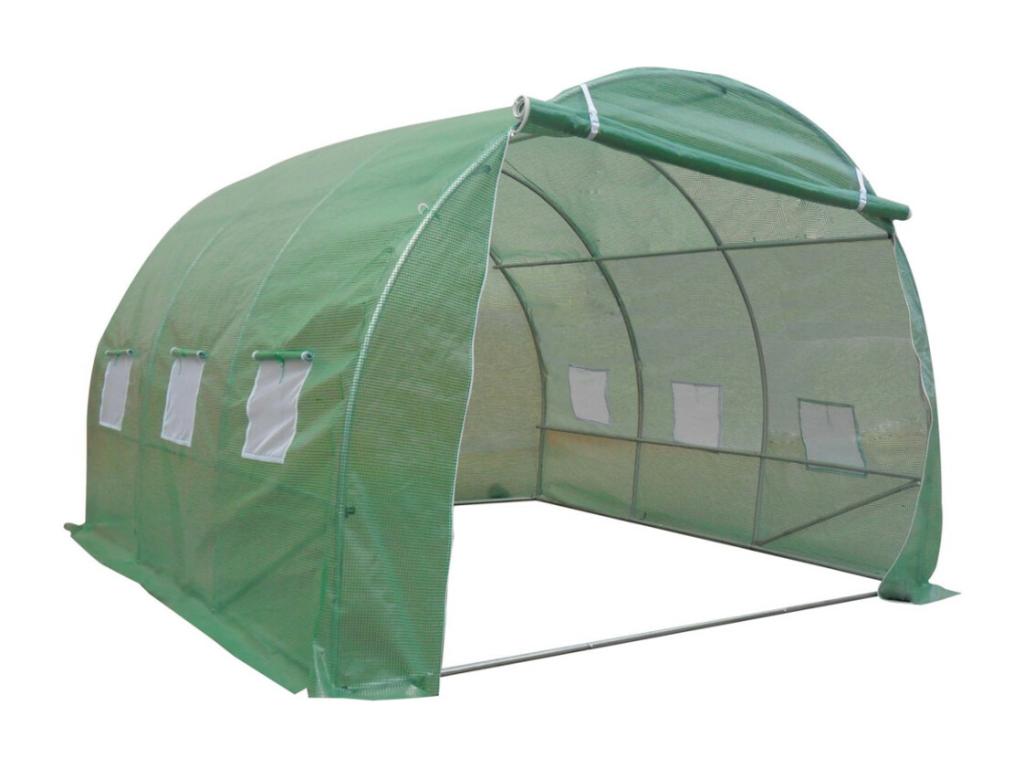 Tunnel greenhouse with steel frame, 9 m² - L300 x W300 x H200 cm - Green - Lumenao EGKZ81789