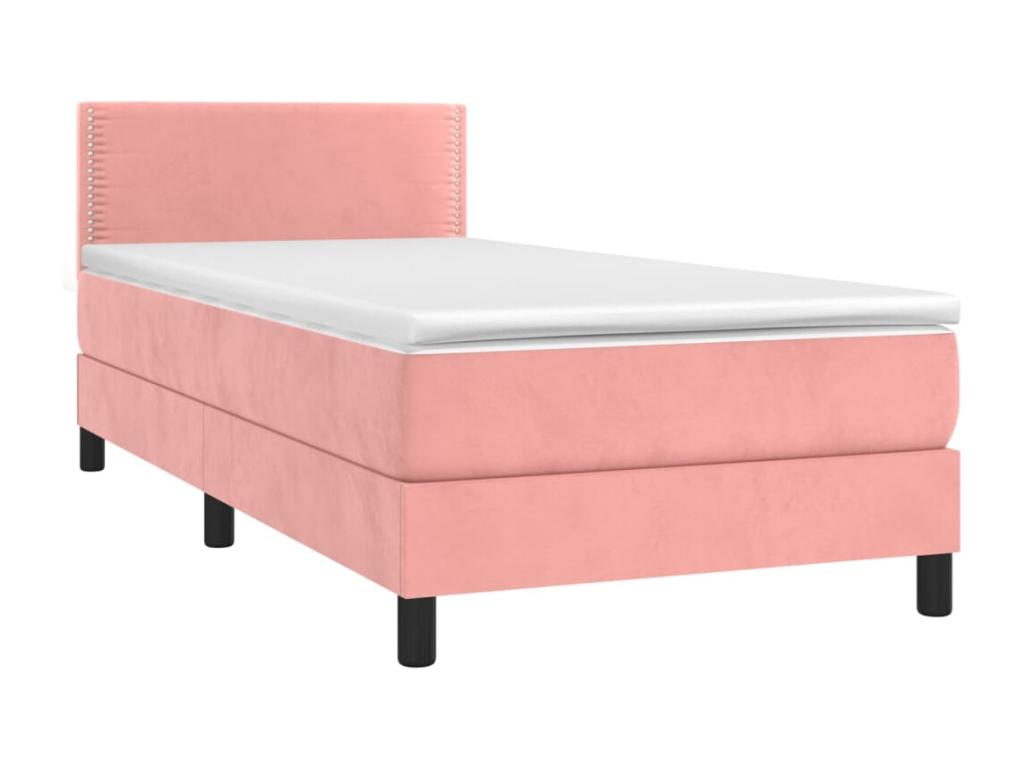 Sommier à Lumenao de lit avec matelas LED Rose 90x190 Velours TBFO72969