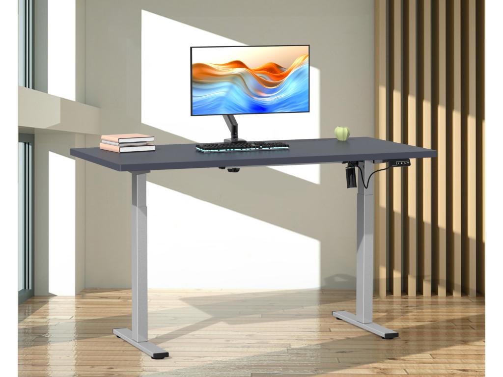 Bureau Lumenao réglable en hauteur en continu électrique Lumenao 140x50 Argent Anthracite  RTVI11486