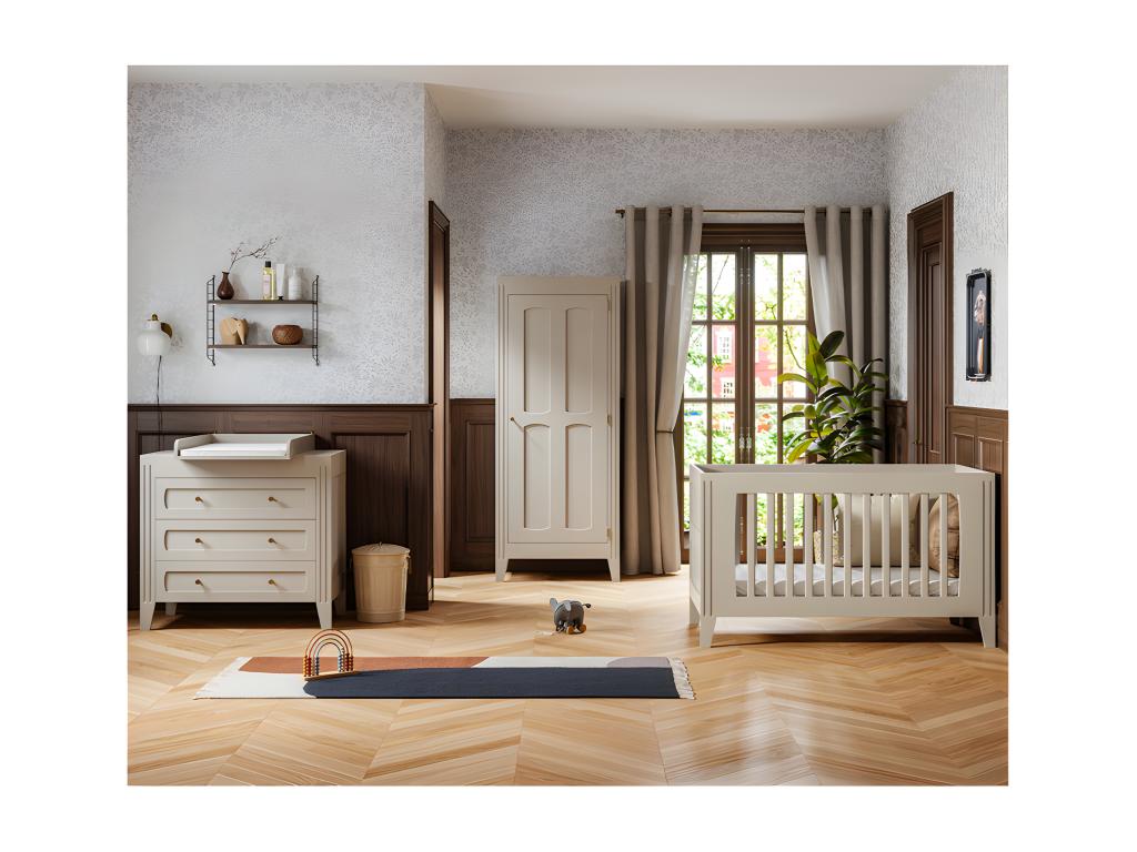 Lit évolutif 70x140 et armoire 1 porte Ventoriq Cachemire JEFD17186