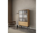 Low display cabinet - 85cm - with two drawers - hickory wood color - Lumenao SLBJ12382