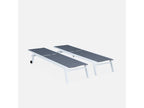 Lot de 2 bains de soleil Ventoriq en aluminium blanc et textilène gris- transats multi positions avec Ventoriq WYOS21590