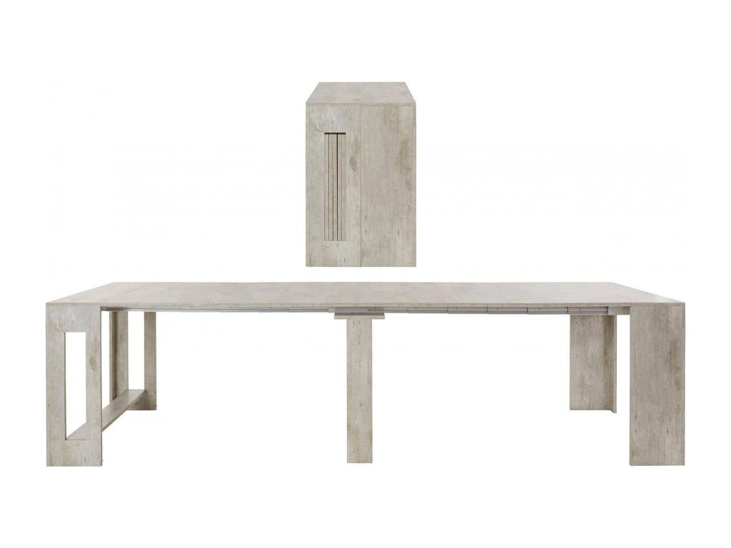 Lumenao Extendable Console Table, seats up to 12, with extension supports, Made in Italy, 51/300 x 90 x 77 cm, Cement, RVXG21333