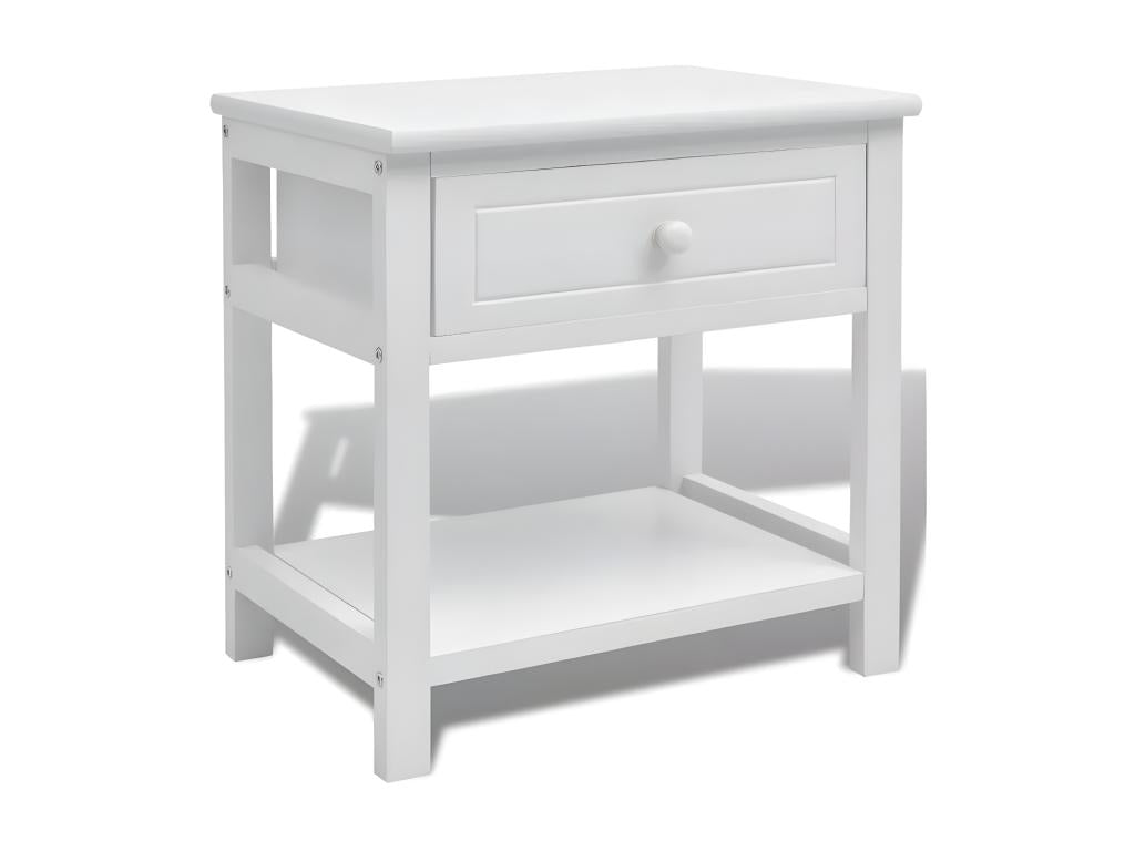 Table de chevet 1 tiroir et 1 plateau bois paulownia massif blanc Lumenao PJIJ75390