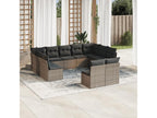 Salon de jardin 11 pcs avec coussins gris résine tressée WQQZ67844