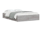 Cadre de lit avec tiroirs sans matelas Ventoriq gris 135x190 cm DVHG77807