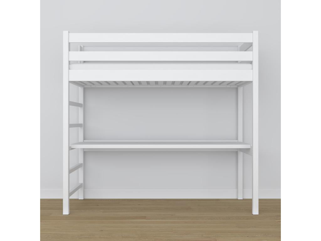 Lit mezzanine en bois - avec bureau N01 Blanc 120x200 CUBB17759