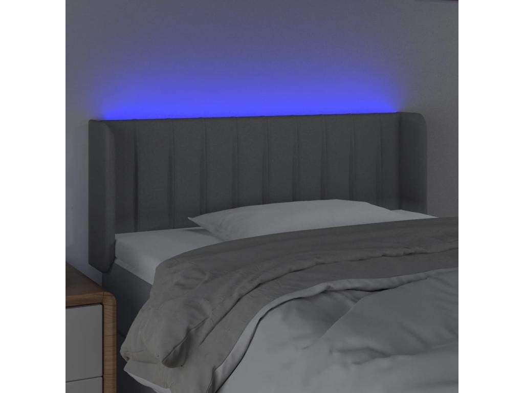 Tête de lit à LED Gris clair 103x16x78/88 cm Tissu QIMJ63046