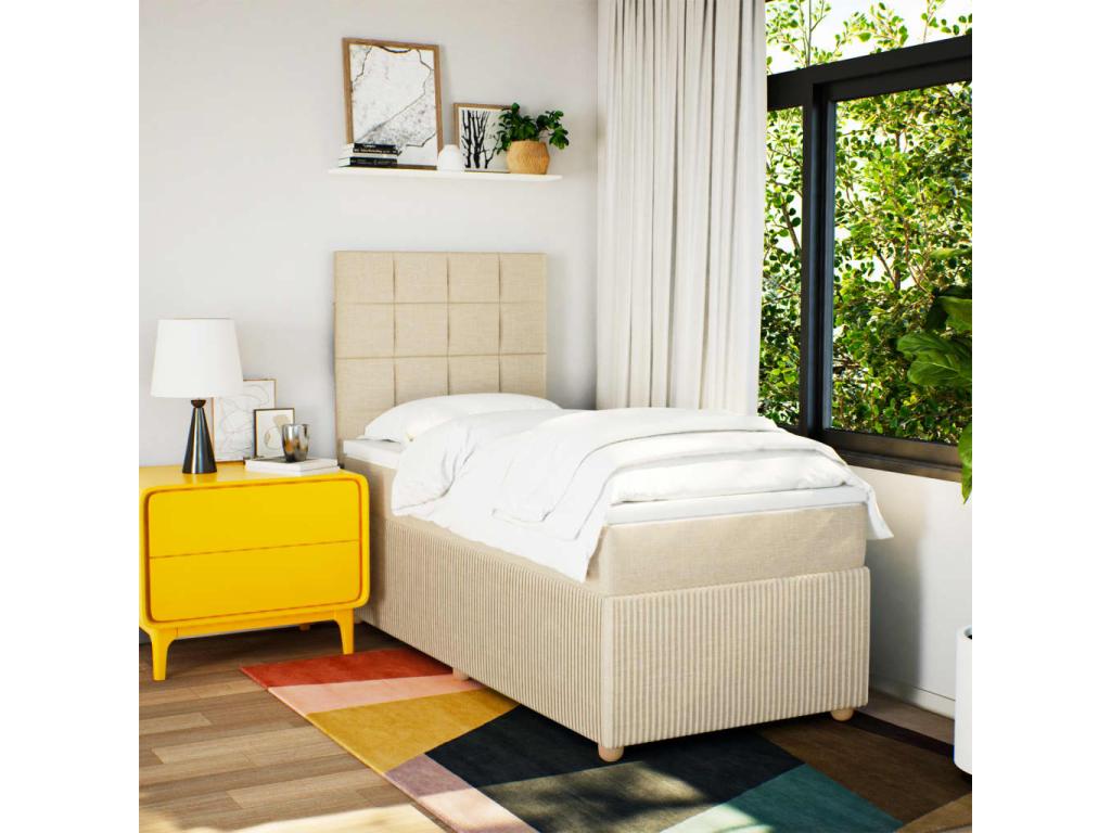 Sommier à Ventoriq de lit avec matelas Crème 100x200 cm Tissu IJIG26522