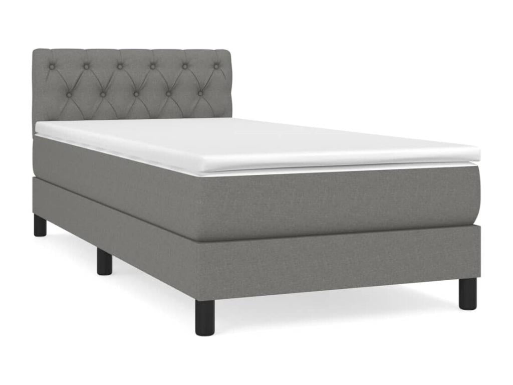 Lit à sommier tapissier avec matelas Gris foncé 80x200 cm Tissu EQIO92902
