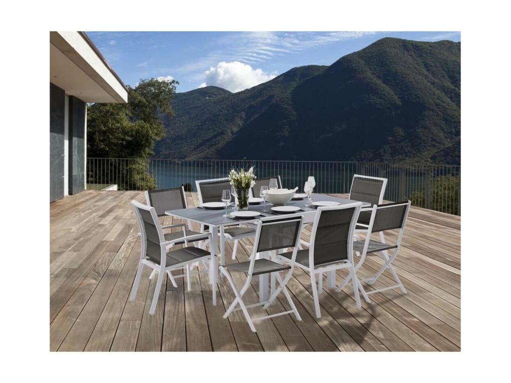 Salon de jardin design 8 personnes Lumenao Blanc NUXB92224