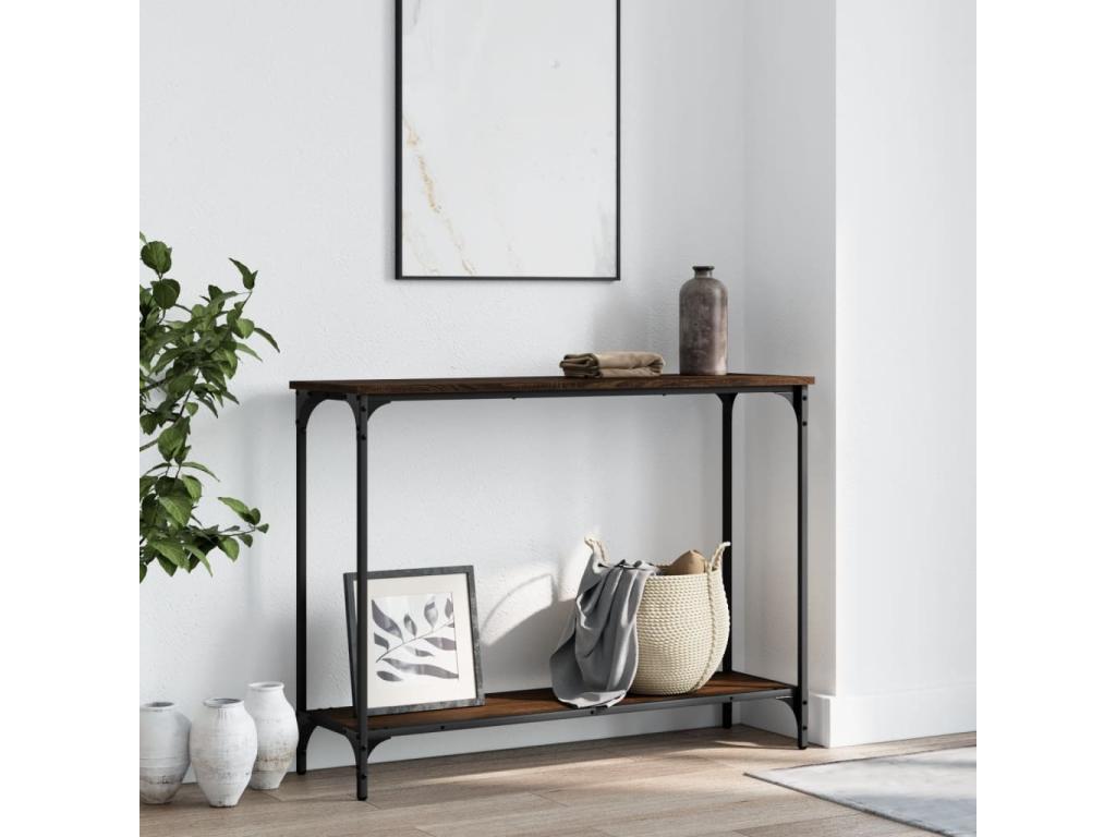 Brown oak console table 101x30.5x75 cm engineered wood OMPR67741