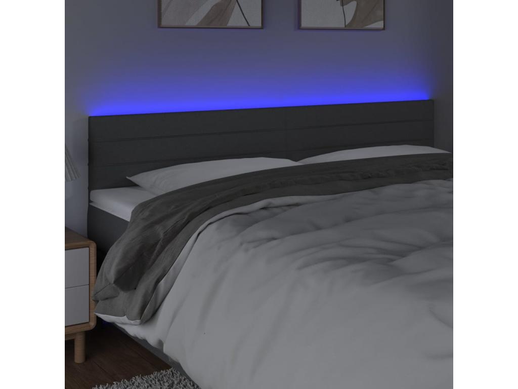 Tête de lit à LED Gris foncé 200x5x78/88 cm Tissu MEUG83083