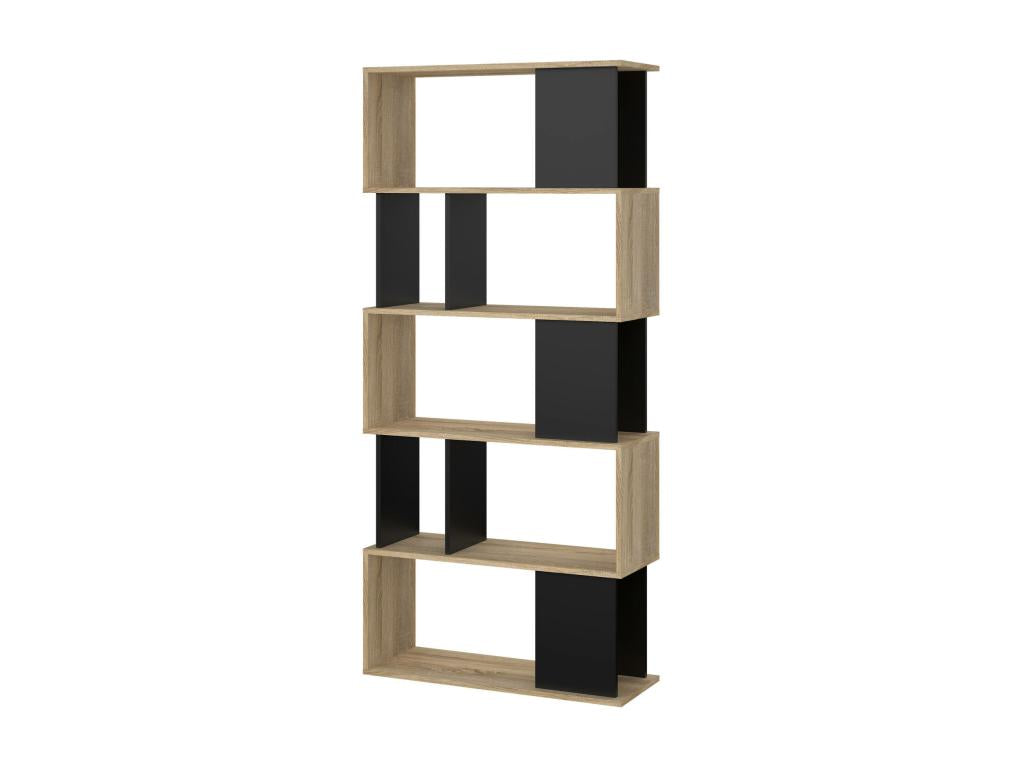 Lumenao Bookshelf, Desktop Bookcase, Mobile Book Holder, 80x29 h175 cm, Oak and Black, EHLH27820