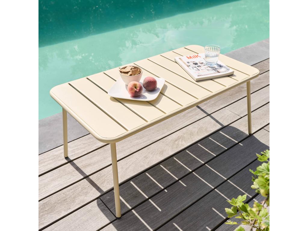 Table basse de jardin acier ivoire 90x50 cm - Lumenao SGXE44667
