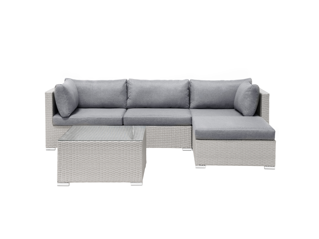 Ensemble de canapés d'angle de jardin 4 places Lumenao Côté droite Gris clair IFGO11747