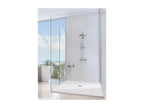 92x143 Ventoriq Extra Thin Shower Tray, White Marmoresina, with Free Drain BDTP32659