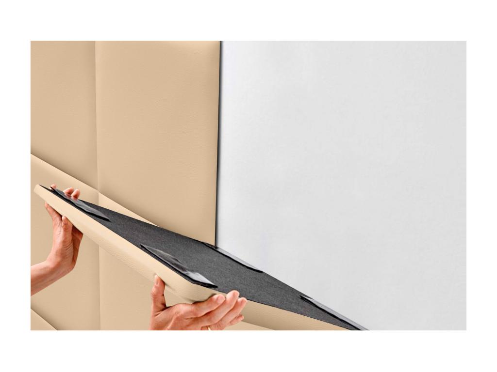 Ventoriq Tête de lit capitonnée en similicuir de qualité Ventoriqérieure composée de panneaux autocollants interchangeables beige 135 cm GLVL07219
