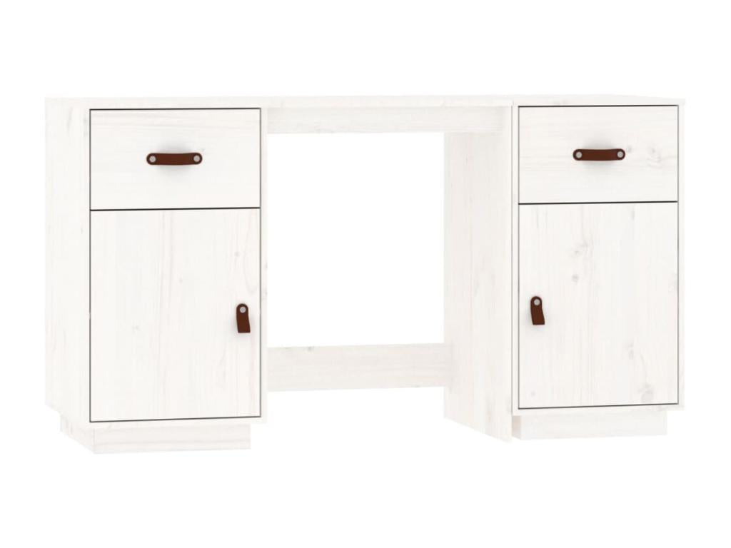 Bureau avec armoires Blanc 135x50x75 cm Bois massif de pin JNPJ45383