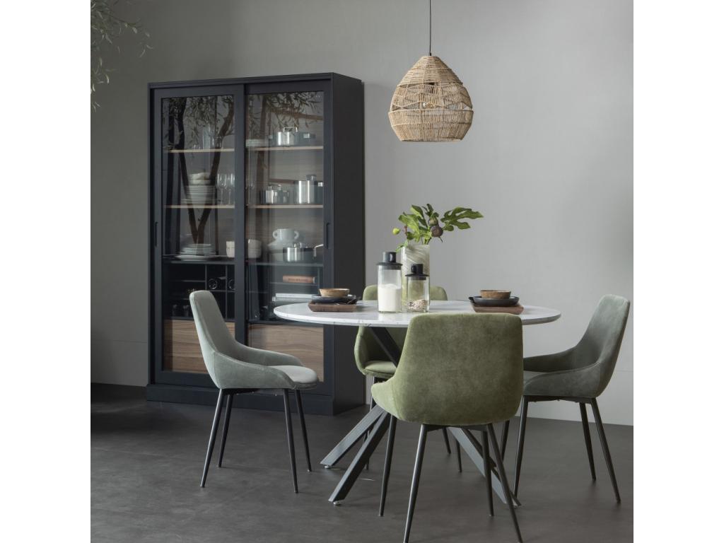 Lumenao - 2-Door Wooden Display Cabinet H200cm - Black OAYF09566