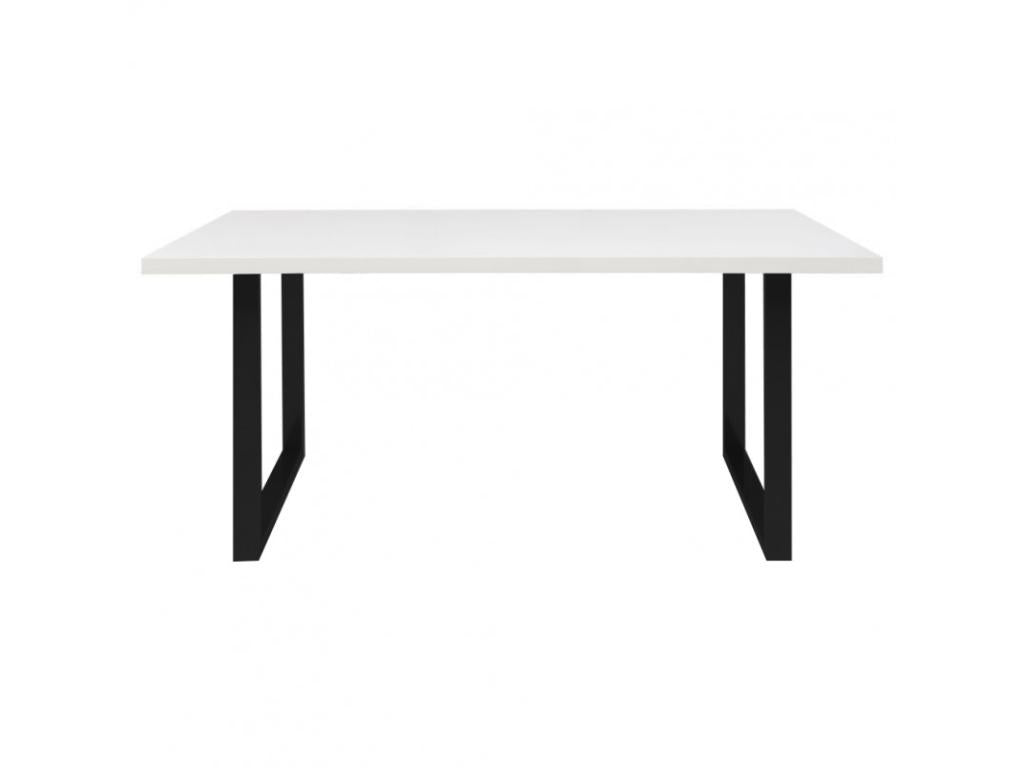 Dining table 160 cm with white top and black metal sled legs - Lumenao 02 NXJJ02712
