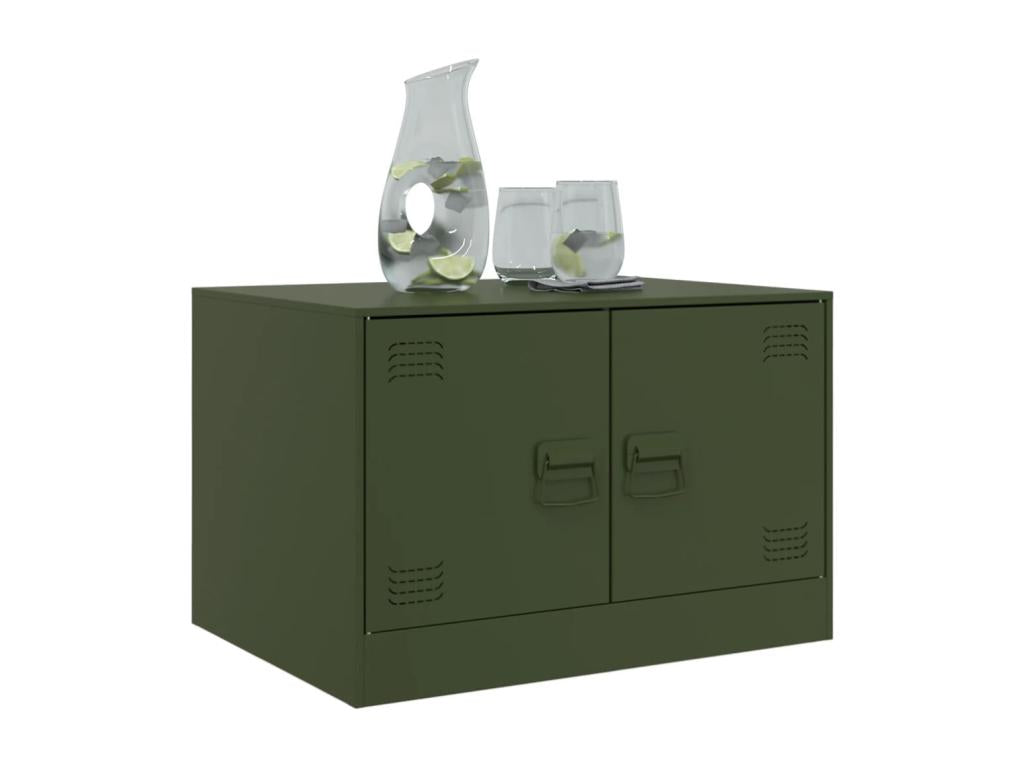 Table basse vert olive 67x50x44 cm acier VHMB25254