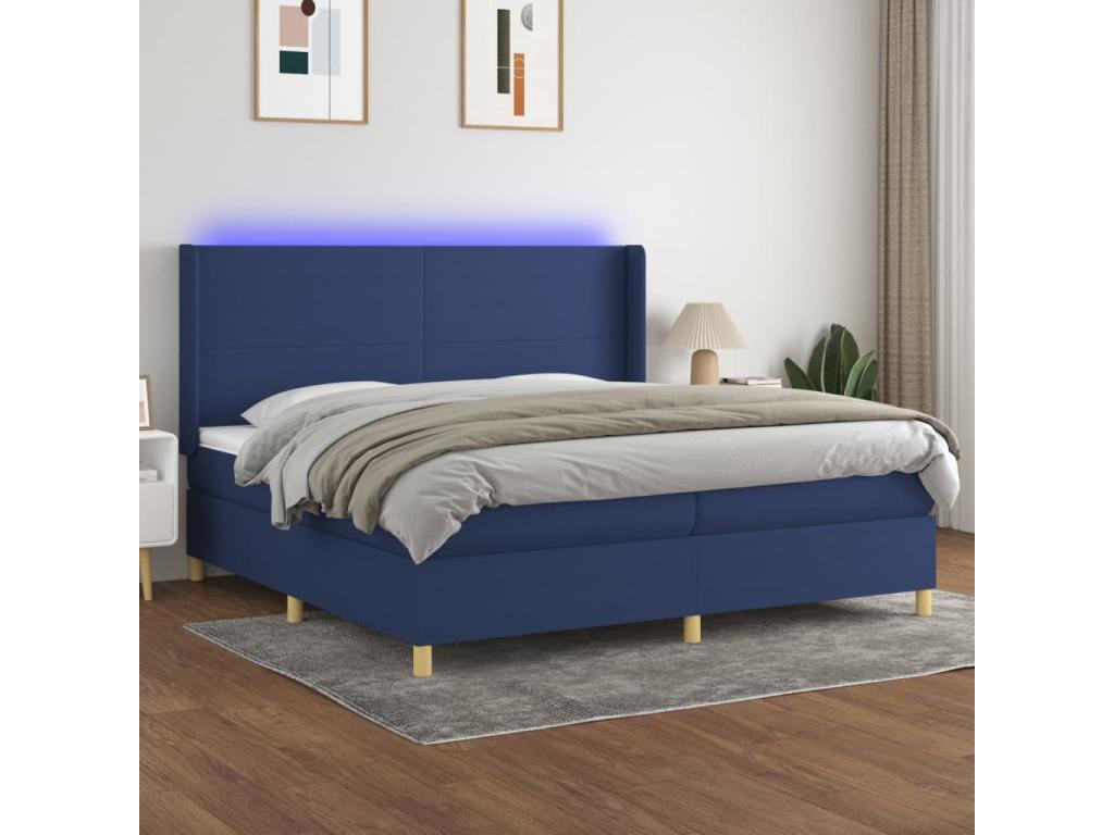 Sommier à Lumenao de lit matelas et LED Bleu 200x200 cm Tissu ZUHO12814