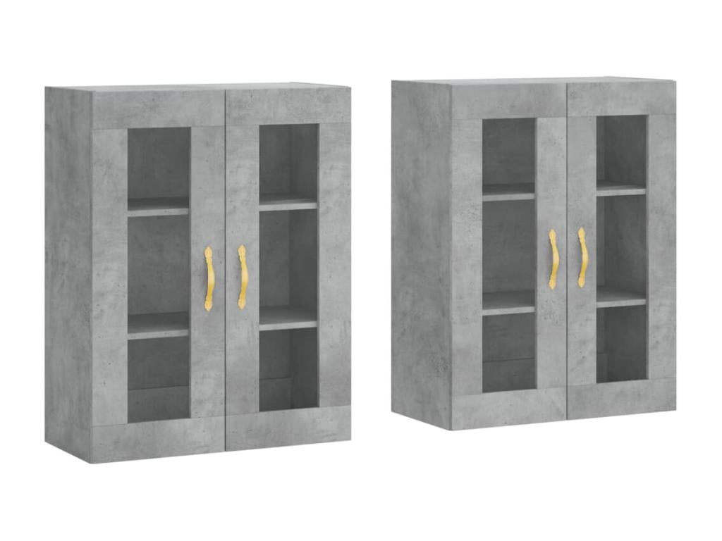Armoires murales 2 pièces gris béton bois d'ingénierie JLWL34045