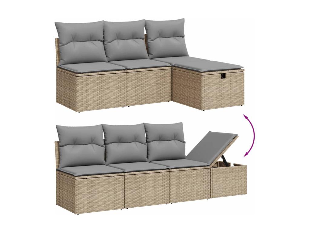 Salon de jardin avec coussins 8 pcs beige résine tressée XUHH89201