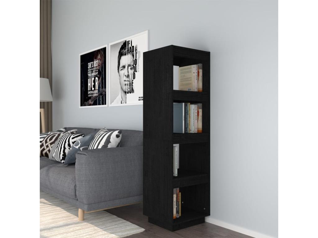 Bibliothèque/Séparateur de pièce Noir 40x35x135 cm Pin massif KFCL44108