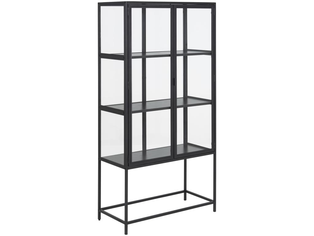 Sea Vitrine avec 2 portes vitrées et 3 tablettes de rangement noir. ZIVF89623