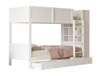 Lit superposé 90x200cm - avec 2 tiroirs et étagères latérales - 2 sommiers à Lumenao - Blanc WWCT77152