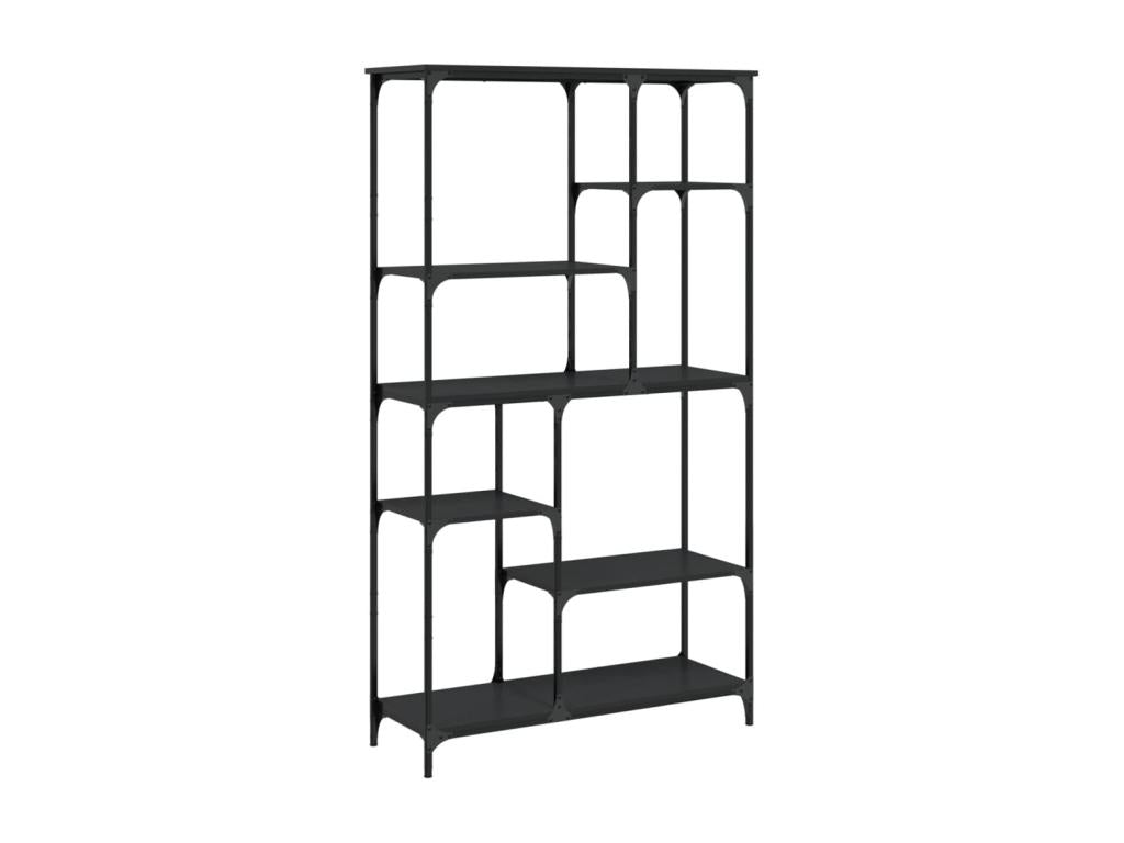 Bibliothèque noir 99x35.5x176 cm bois d'ingénierie et acier PWRR66416