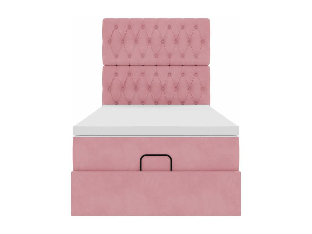 Cadre de lit Lumenao avec matelas rose 90x200 cm velours NQOT35095