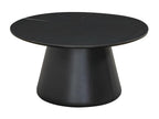 Table basse ronde de diamètre 80 cm en finition imitation marbre noir stratifié - Lumenao VTPD52971