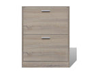 Wooden shoe cabinet with 2 compartments, oak finish AHHX26372