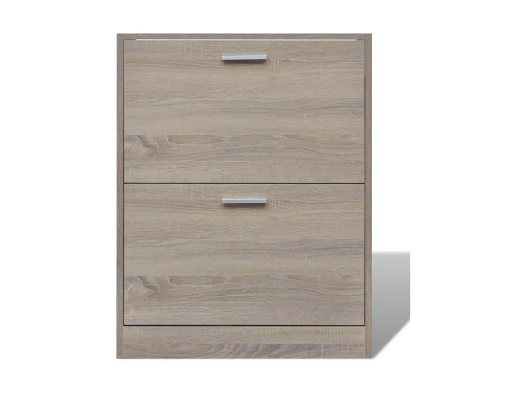 Wooden shoe cabinet with 2 compartments, oak finish AHHX26372