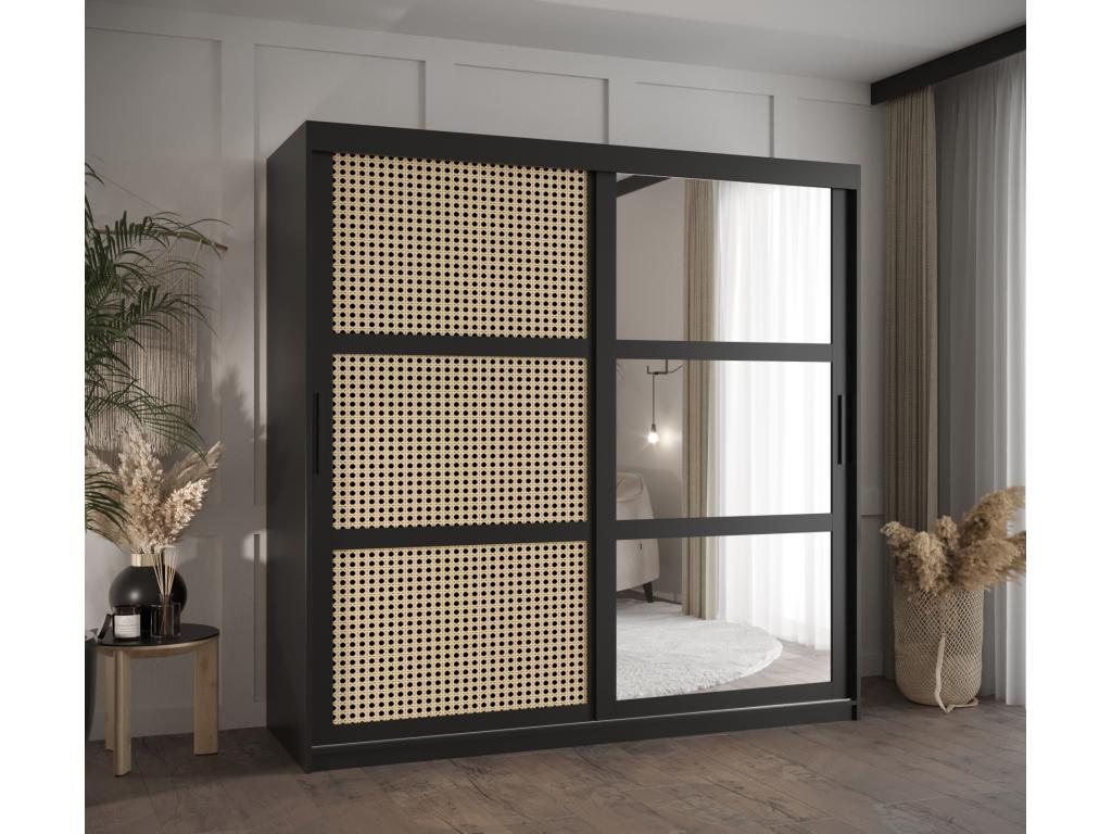 ARMOIRE Lumenao 2 À PORTES COULISSANTES 200/180/62 2 Portes negro  NRLM10740