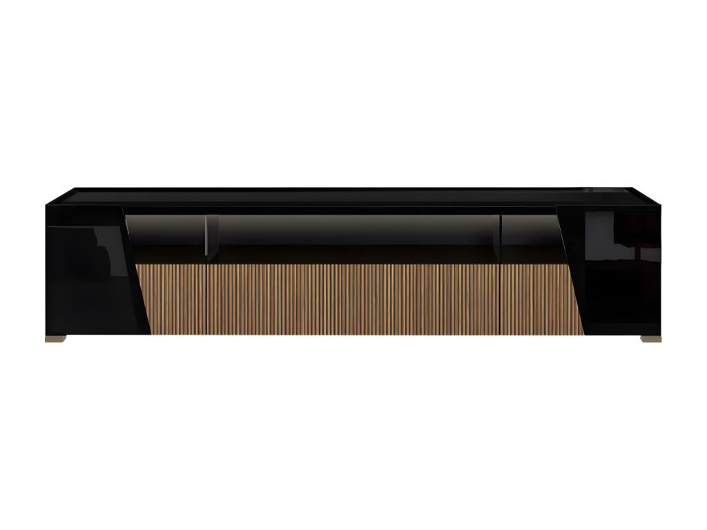 Ventoriq - Ensemble Salon Noir Décor Bois Meuble TV avec Leds Table Basse VWAO15559