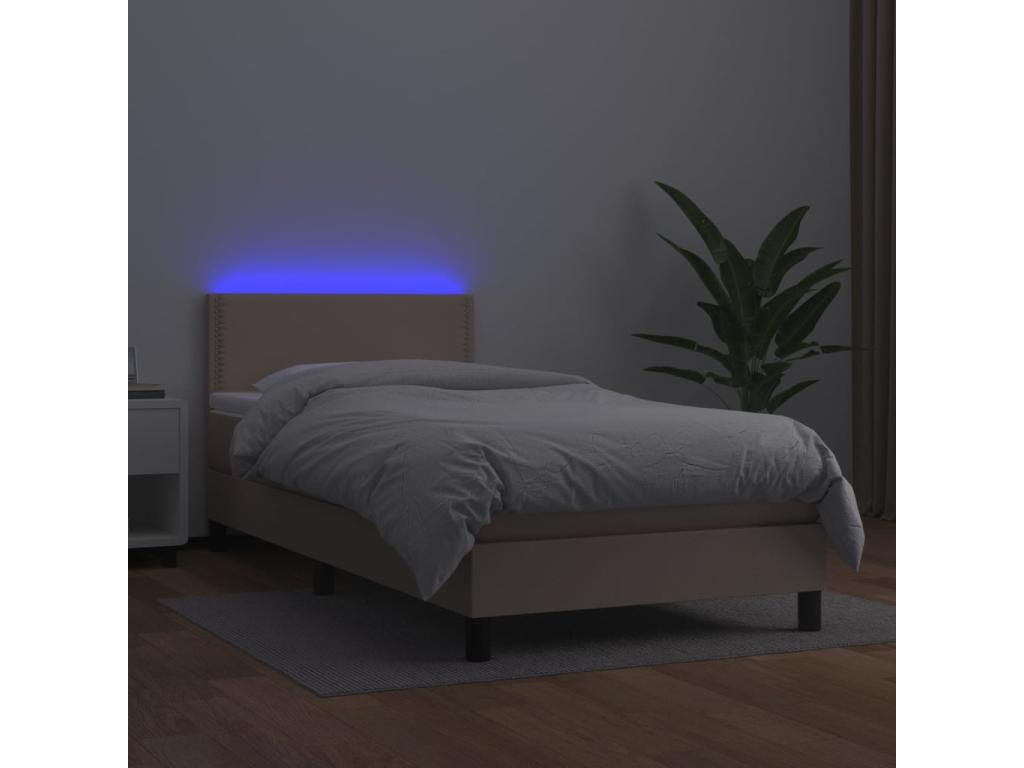 Sommier à Lumenao de lit avec matelas et LED Cappuccino 80x200cm FYOU62580