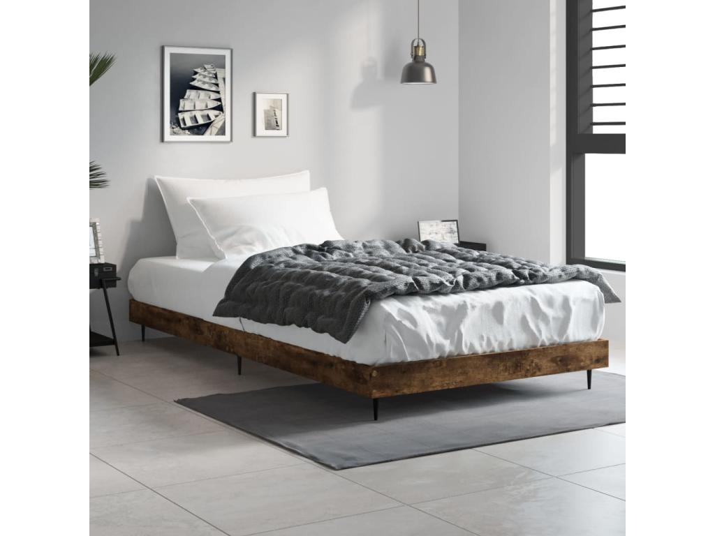 Cadre de lit sans matelas chêne fumé 90x190cm bois d'ingénierie CZEN76730