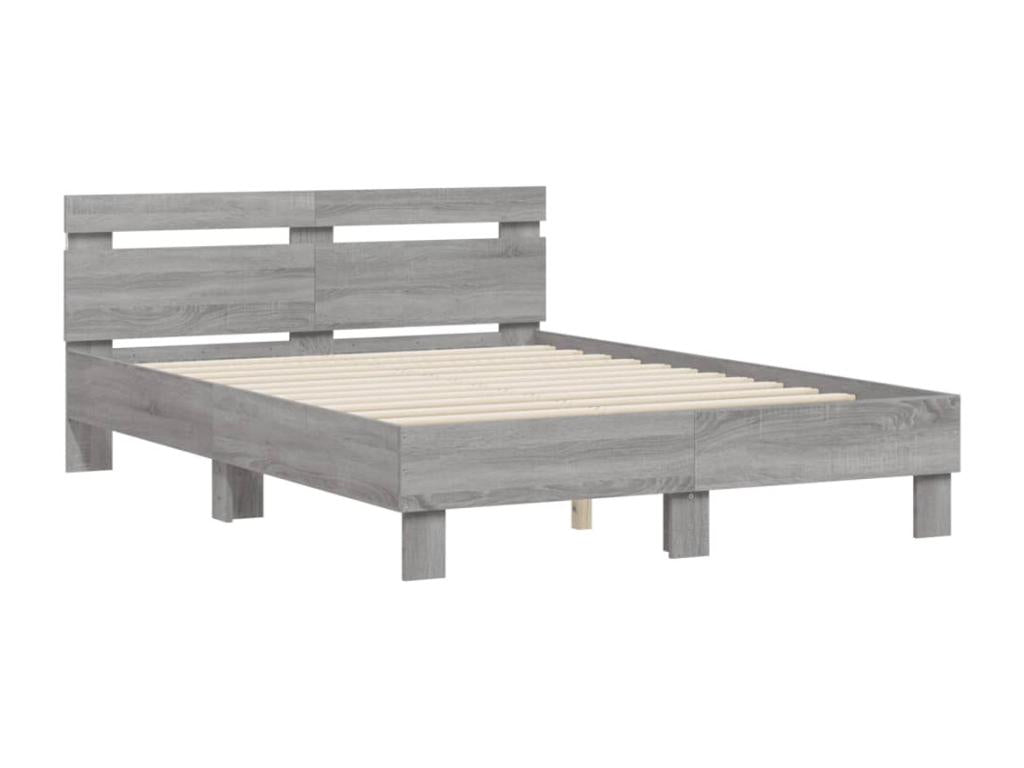 Cadre de lit avec LED sans matelas Ventoriq gris 135x190 cm UBAI06651
